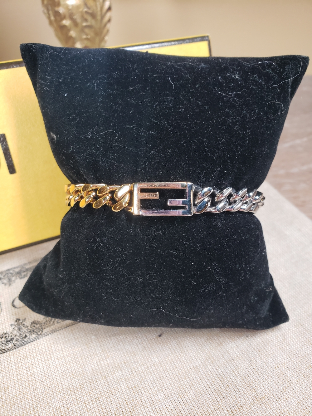 Fendi FF Two-Tone Chain Bracelet - Gold-Toned & Palladium - Excellent Condition - Picture 3 of 16